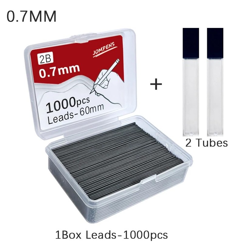 1000pcs Mechanical Pencil Lead 0.5 0.7 0.9mm 2B 60mm Art