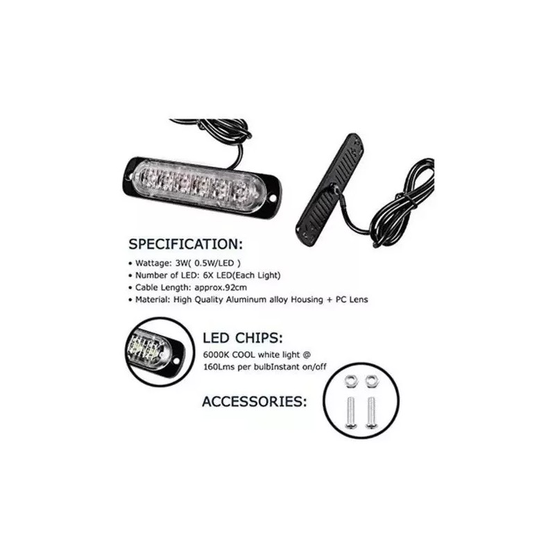 Gran compañía 2 Barra Led Lateral Faro Strobos Auto Moto
