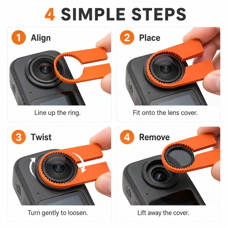 Lens Cover Remover Tool for Insta360 X4 – 3D-Printed Easy-Grip