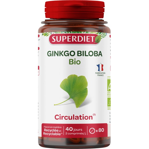 Super diet - Ginkgo biloba - comprimés 80 - L'allié de la mémoire 100% bio