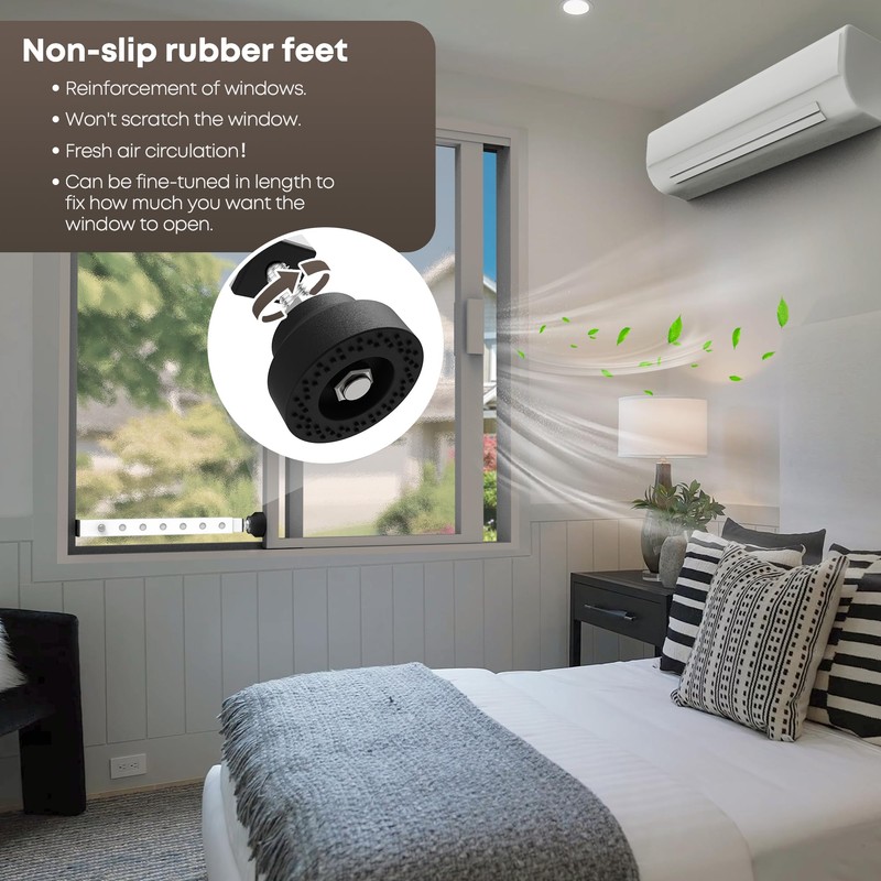 WooFog（Short）Window Security Bar Adjustable, Window Bars Security Inside, Window Lock