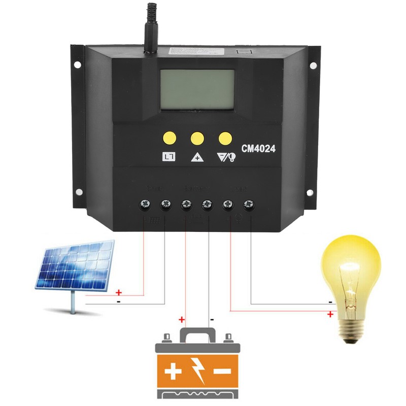 12V 24V 40A Solar Charge Discharge Controller LCD Display PWM