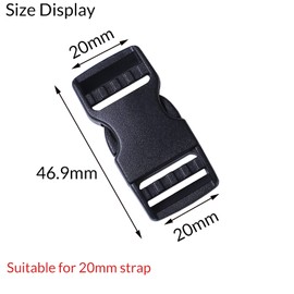 GYGYL 4 Pack 3/4" Wide Plastic Side Release Buckle Clip for Luggage, Rucksack/Back Pack, Webbing Strap-20mm, 25mm, 30mm, 40mm, 50mm (20mm)