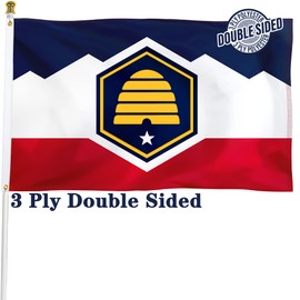 XIFAN Double Sided New Utah State Flag 3x5 ft, Heavy Duty 3 Ply Durable Polyester, New UT Flag with Vibrant Print/4 Rows Hemming/Brass Grommets for Indoor Outdoor Use