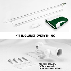 G128 Combo Pack: 6 Ft Spinning Flagpole (Silver) & Pakistan Flag 3x5 Ft Printed 150D Polyester, Brass Grommets (Flag Included) Aluminum Flag Pole