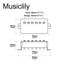 Musiclily Pro LP-CMHA Alnico 5 Covered Humbucker Neck Bridge Pickups Set 7.5K/16K for LP Style Electric Guitar, Chrome