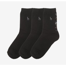 Hazzys (대구신세계)HAZZYS 블랙 체크배색 면혼방 중목양말3종세트 HJSS4F153WT (DAEGU SHINSEGAE) HAZZYS Black Check Pattern Blended Cotton Mid-Calf Socks 3-Piece Set HJSS4F153WT
