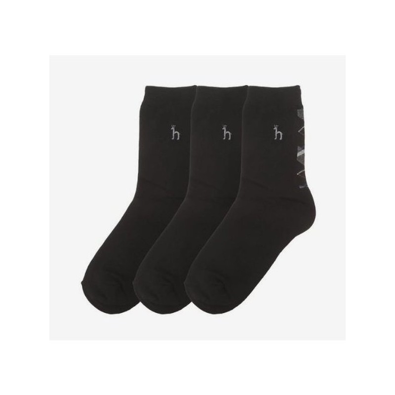 Hazzys (대구신세계)HAZZYS 블랙 체크배색 면혼방 중목양말3종세트 HJSS4F153WT (DAEGU SHINSEGAE) HAZZYS