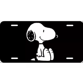 Unbranded Peanut Snoopy, License Plate New Car Tag Metal Aluminum, USA, Black