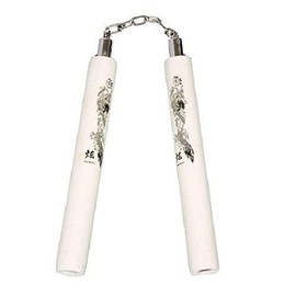 Playwell Foam Rubber Safety Training Nunchucks - All White Dragon Chain