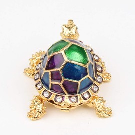 SEVENBEES Hand Painted Turtle Figurine Jewelry Trinket Box Hinged for Women or Girls