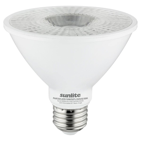 Sunlite LED PAR30S Spotlight Bulb, 10 Watt (75 Watt Equivalent), Dimmable, 5000K Super White, 750 Lumens, Medium (E26) Base, Indoor Use, Energy Star Certified