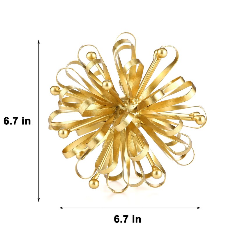 Retrome 6.7" Decorative Metal Starburst Tabletop Shelf Sculpture Accent, Gold