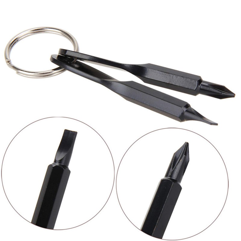 Outdoor Portable Multi-Functional Screwdriver Keychain Portable Flathead and Phillips Key