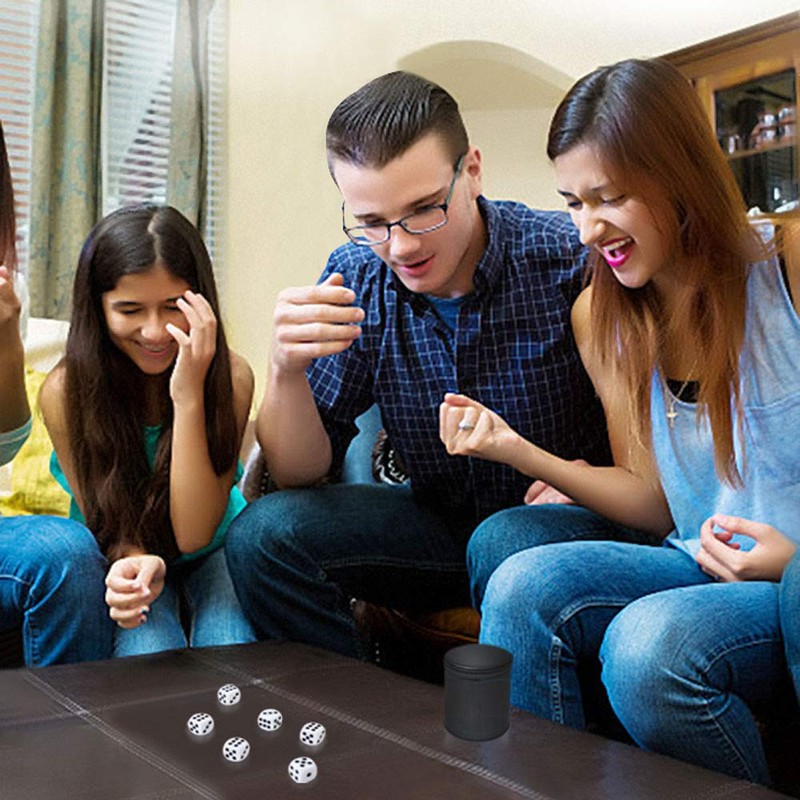 TUZAMA Felt Lined Professional Dice Cup - with 6 Dices