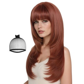 IMEYLE Auburn Wigs for Women Copper Wig Long Ginger Wig with Bangs