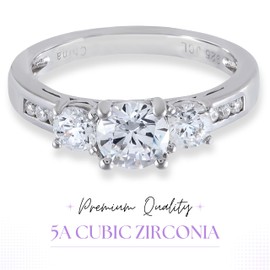 2Ct 925 Sterling Silver Cubic Zirconia 3 Stone Round Cut Wedding Ring Set CZ Engagement Ring for Women Size 5-10