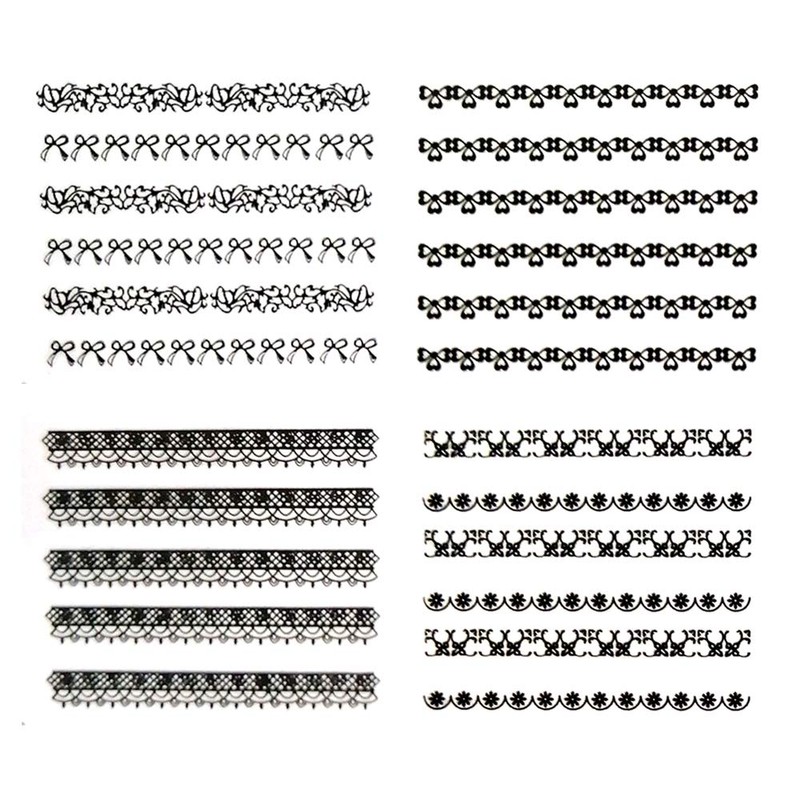 New8Beauty Nail Art Stickers Decals Series 11B (30-Pack) - Black