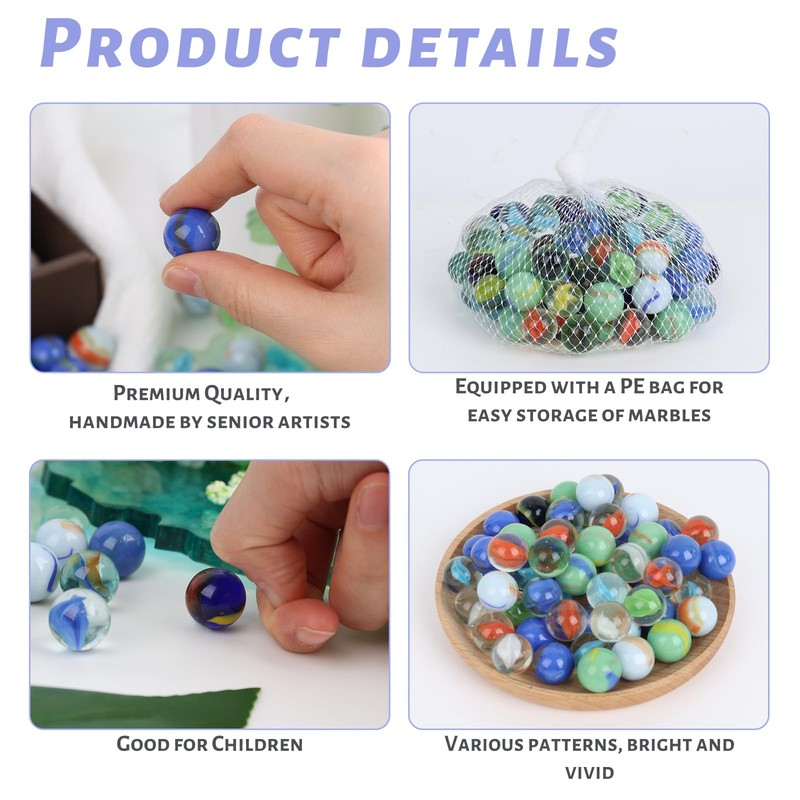 3 otters 110PCS Glass Marbles Bulk, 0.63inch Marbles Bulk Assorted
