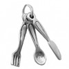 Sterling Silver 3D Kitchen Silverware Fork Spoon Knife Set Utensil
