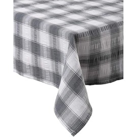 Downview Seersucker Check Cotton Tablecloth 50 x 70 Grey