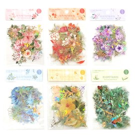 Audiophan Seal Flower Seal Flake Seal Clear Foil Stamping Waterproof Flower DIY Diary Decoration Transparent Waterproof Memo Paper Note Material Diary Decoration Supplies Pack of 6