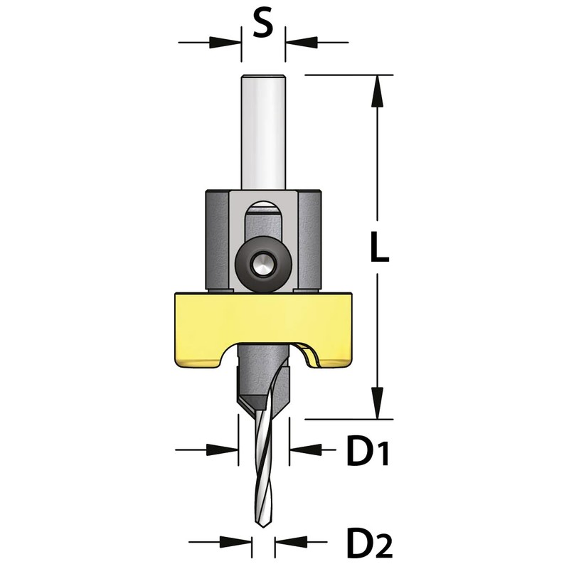 ENT 52000 Countersink with Metal Depth Stop HW, Bore Diameter