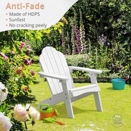 LUE BONA Kids Adirondack Chair Set of 2, White Poly Lumber Plastic Weather Resistant Toddler Outdoor Patio Lounge Chair for Balcony, Backyard