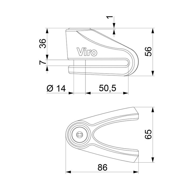 Viro | New Hardened Monolithic Disc Lock with 14mm Shaft