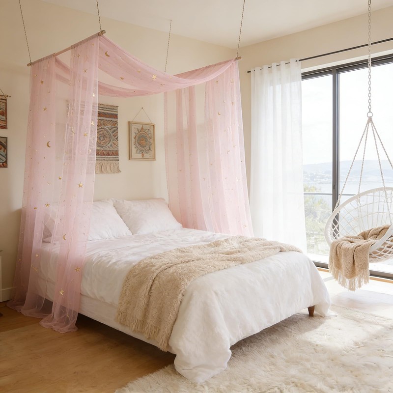 Ingzy Canopy Bed Curtains for Montessori, House & Twin Beds