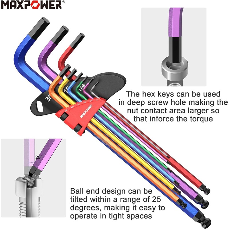MAXPOWER Allen Wrenches Sets, 27-Piece Allen Key Wrench Set Includes