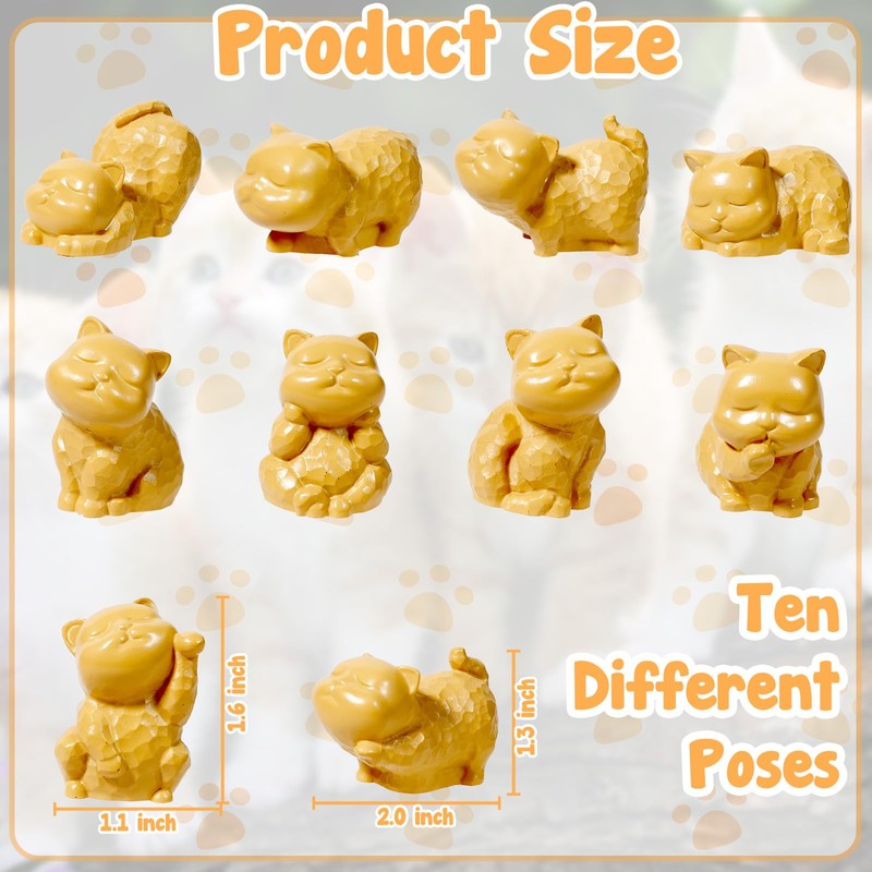 Pamonrueer 10 Pcs Cute Miniature Resin Cats Landscape Cats Figurines