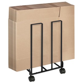 Carton Storage Rack with Caster Wheels, Portable Cardboard Organizer, Carton Stand for Cardboard Storage, Carton Cart for Home Warehouse, Black Carton Organizer