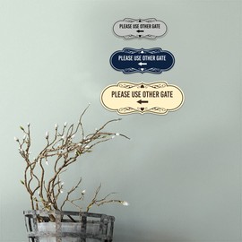Signs ByLITA Designer Please Use Other Gate Left Arrow Sign (Brushed Gold) - Small