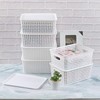 6-Pack Plastic Storage Basket with Lid, Small Organizer Bin, White