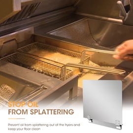 SDSNTE Stainless Steel Commercial Deep Fryer Splash Guard 20-1/2" W X 18" H Side Splash Universal fit clips stop oil from splattering, Pack of 1