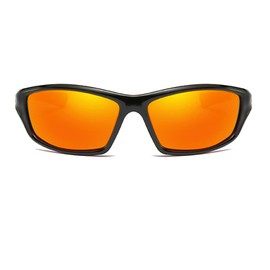 YUELUQU Polarised Sports Glasses Sunglasses for Men Women Driving Glasses Cycling Glasses Skiing Driving Fishing Running Hiking UV400 Protection, Black Orange