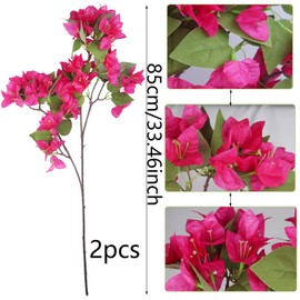 CITYES 2 Pcs Artificial Flowers Bougainvillea Outdoor Rose Red Faux Bougainvillea Flowers with Stems Artificial Bougainvillea Silk Flowers Branches for Garden Wedding Centerpieces Table Runner Decor