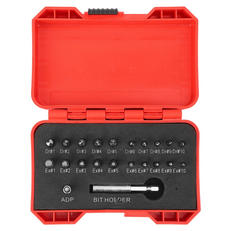 22PCs Screw Extractor Left Hand Thread Tool Set Durable Hardware