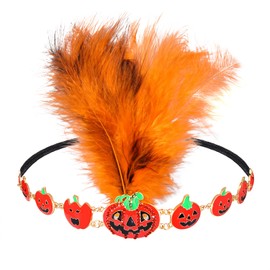 NVENF Thanksgiving Headband for Women, Thanksgiving Accessories Autumn Fall Maple Leaf Turkey Headband Holiday Hair Accessories Outfits Gifts (Pumpkin)
