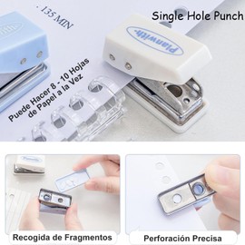 Juego de Suministros de Oficina,Mini Kit de Suministros de Oficina Portáti, Juego de 8 Accesorios de Computadora con Tijeras,Mini Grapadora, Perforadora de Agujeros,Cinta Adhesiva etc. (blanco)