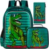 gxtvo 3PCS Kids Dinosaur Backpack for Boys, 16" Kids Bookbag