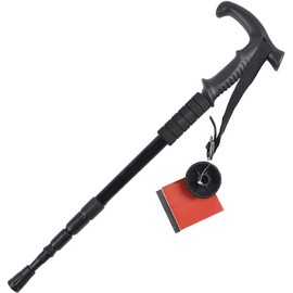 Bastón de senderismo plegable de aleación de aluminio, ajustable telescópica para caminar de 53 a 110 cm, ligero y plegable con punta antideslizante para acampar, viajes, azul (negro)