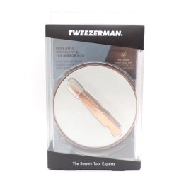 Tweezerman Rose Gold Slant Tweezer and 10X Mirror, Rose Gold Set
