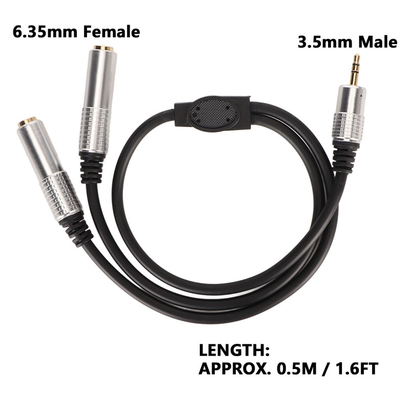 3.5mm to Dual 6.35mm Cable Male to Dual Female Plug