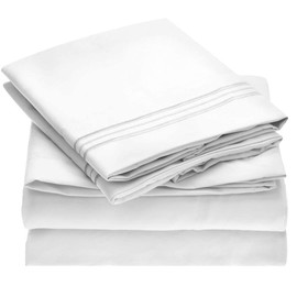 Home Must Haves 4 Piece Solid Color 2000 Embroidery Luxury Bedding Extra Soft Cozy 12" Deep Pocket Sheet Set with Pillow Cases Wrinkle Fade Stain Resistant