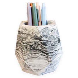 Beton Crafter Black Concrete Pen Holder for Desk Organizer Pencil Holder Cup for Office