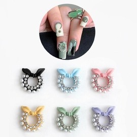 Nail Art Pastel Color Macaron Pearl Ribbon Charms 6 Types (WB74389) / 네일아트 파스텔 컬러 마카롱 진주 리본 파츠 6종 (WB74389)