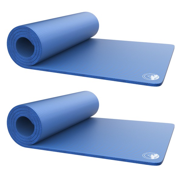 Set of 2 Foam Sleeping Mats for Camping – 0.5-Inch Waterproof Sleep Pad Set with Carry Straps for Cots, Tents, or Sleepovers by Wakeman (Blue), Large