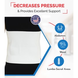 ITA-MED Unisex 12” Abdominal Binder – Helps Recover Post-Surgery, Postpartum & Hernia, Made in USA, White (Large)